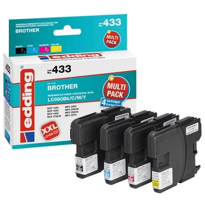 edding EDD-433 schwarz, cyan, magenta, gelb Druckerpatronen kompatibel zu broth