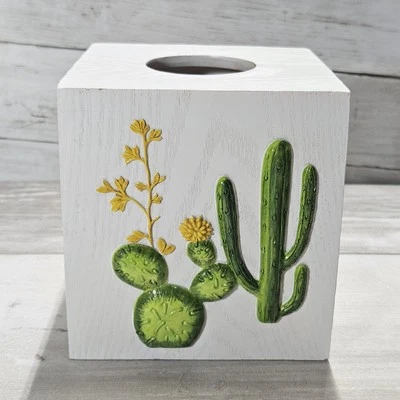 Cubierta de caja de pañuelos con diseño de cactus 3D decoración de granja del suroeste Foto 1 de 4