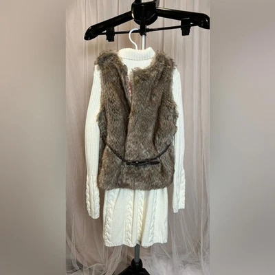 Girls’ Sweater Dress & Faux Fur Vest Set – Size 8 – Winter Outfit - Image 1 of 4