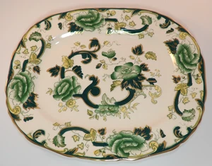 Masons Ironstone Mandalay Chartreuse 13.25" Rectangular Meat Serving Platter VGC - Picture 1 of 6