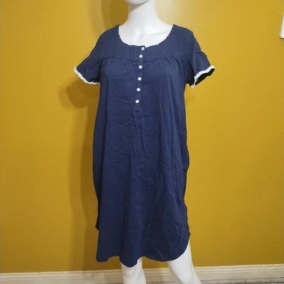 Camisón de algodón delantero con botones manga corta con cordones Aria Collection S Cottage Foto 1 de 4