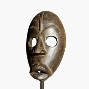 Máscara facial DAN de forma ovalada fue tallada en una sola pieza de madera colgante de pared-679 - Imagen 1 de 24