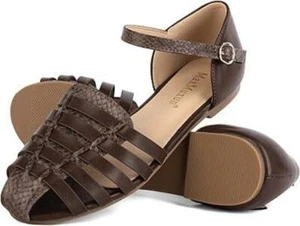 MaxMuxun Women's Flat Sandals Closed Toe Summer size 11 coffee - Picture 1 of 1