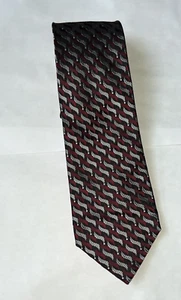 Cravatta Concepts by Claiborne modello check rosso nero 100% seta 3 3/4 x 59 - Foto 1 di 3