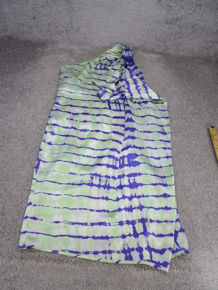 Vestido recto Poleci para mujer 4 multicolor seda hombro único Foto 1 de 4