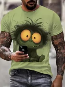 Funny Cat Print T-Shirt | Men’s Oversized Streetwear Tee - Picture 1 of 23