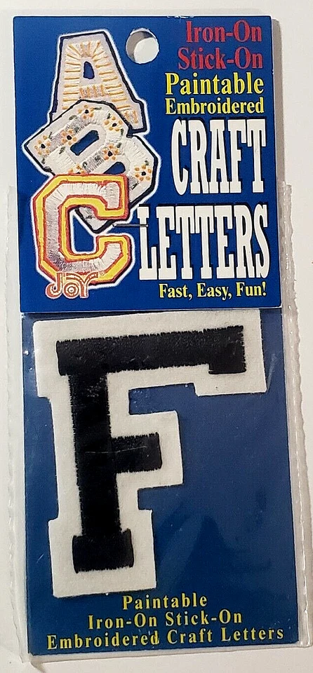 JOY LETRAS ARTESANALES BORDADAS ADHESIVAS PARA PLANCHAR DE 2 PULGADAS - NEGRO F Foto 1 de 1