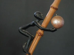 Rare antique austrian ( K. hagenauer ? ) bronze and wood salt & pepper on stand - Picture 1 of 12