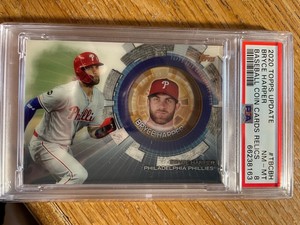 2020 Topps Baseball Coin Card Relics Bryce Harper #TBCBH PSA8 Phillies Nationals