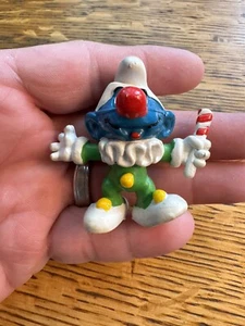 Puffi Jester Puffo Clown Vintage anni 80 Figura PVC Giocattolo Statuina Schleich HK - Foto 1 di 12
