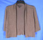 EILEEN FISHER Brown Soft Knit OPEN FRONT SWEATER CARDIGAN Silk Blend 3/4 Slv M