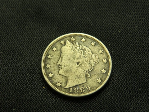 1889 Liberty V  Nickel  US Barber Type old US coin fine details pitted and dark Cover