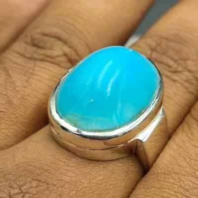 Beautiful Dark Blue Nishapuri Feroza Ring | Handmade Natural Turquoise Gemstone - Image 1 of 4
