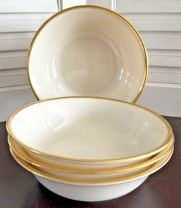 Lenox Soup Cereal Bowls Set Of 4 Mansfield Ivory With Gold Rim Excellent USA - Picture 1 of 3