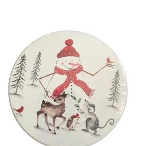 New Winter Snowman Holiday Coasters Cork Back Woodland Winter Barware Set of 4 - Picture 1 of 3
