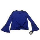 Art Class ULTRAM solid blue women’s long sleeve XL (14/16) t-shirt flared cuffs