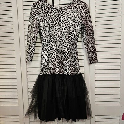 Vestido de graduación formal francés vintage de los años 80 negro y plateado Foto 1 de 4