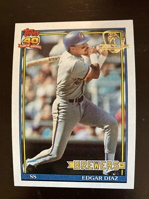 1991 Topps Desert Shield Edgar Diaz Milwaukee Brewers #164 - Image 1 of 2