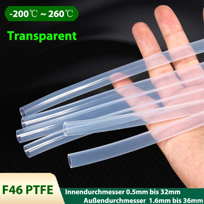 GOOBETTER Tubo PTFE trasparente F46 tubo teflon pneumatico stampante 3D Ø0,5-32 mm 280°C