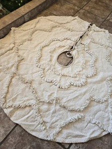 Gonna Albero di Natale Shabby Chic Avorio Oro Beige Neutro Metallizzato 48" Ciniglia - Foto 1 di 8