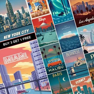 Vintage Travel Retro Posters A4 A3 A5 HD Prints Art Tourism Holiday Decor Cities - Picture 1 of 28