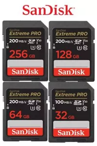 Tarjeta de memoria para cámara SanDisk EXTREME PRO SD 256 GB 128 GB 64 GB 32 GB 4K 200 MB/s Reino Unido - Imagen 1 de 6