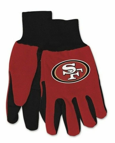 NWT NFL San Francisco 49ers Red Black Utility Work Gloves W/ Team Logo NEW Cover