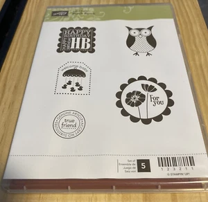 Stampin’ Up! “Punch Bunch” Owl Baby Birthday Friendship 5 Rubber stamps - Picture 1 of 7
