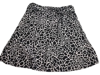 FALDA MERONA Damas Talla 6 Negra Crema Estampado Animal 100% Lino Forrada  Foto 1 de 4