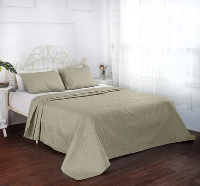 ALPHA HOME 3-Piece Bed Quilt Bedspread Set Queen Size Comforter Bedding Set 96" x 96"