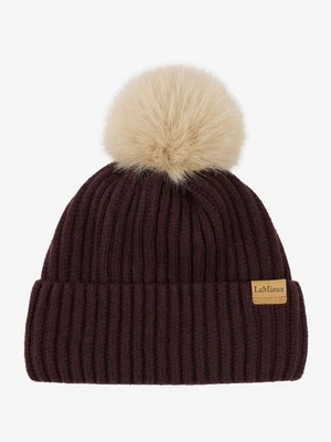 LeMieux Clara Rib Beanie Damson | Rib Knit, Microfleece Lining, Faux Pom