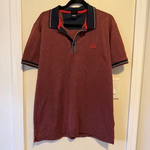 Hugo Boss Herren Relaxed Fit Polo Rot & Navy Kurzarm Hemd Größe XXL - Bild 1 von 5
