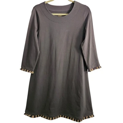 Vestido Jersey Spartina Gris Manga 3/4 Dobladillo Flecos Mezcla Algodón Informal Mediano Foto 1 de 4