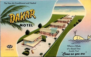DAKAR MOTEL Hallandale Beach, Florida FL advertisement Roadside Postcard - Picture 1 of 2