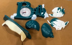 De colección MCM 8 Piezas Ángel Pez Pared Placa Reloj Baño Decoración Verde Kitsch 1988-89 - Imagen 1 de 20