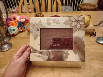 St Nicolas Square Keepsake Box With Silver Flower Design Holds 3.5" X 5" Picture - Image 1 of 4