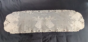 Vintage Lace Table Runner Dresser Scarf Ivory Off White Angels Holiday 14x51 - Picture 1 of 5