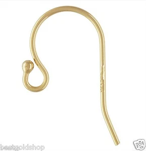 French Ear Wire Hook Earrings Genuine Real 14K Yellow Gold Jewelry Making PAIR - Picture 1 of 1