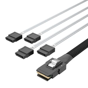 Internal Mini SAS 36pin SFF-8087 Male to 4X SATA 7pin Female Fan-Out Cable 0.5 M - Picture 1 of 5