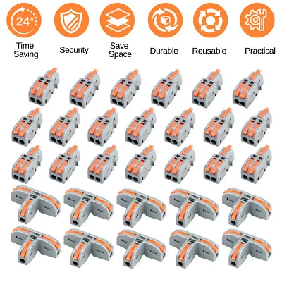 30 pcs T-Shape Lever Nut Wire Connector & 1 in 2 Out Splicing Connector Splitter - Image 1 of 4