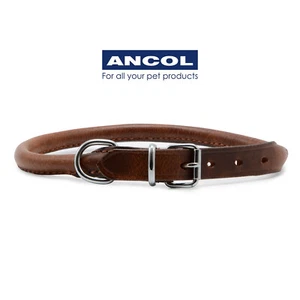 Ancol Dog Collar & Lead Heritage Round Brown Leather Chestnut Puppy XL L - Picture 1 of 4