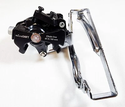 MicroShift Mezzo FD-M22 Triple Front Derailluer 8/7spd Dual Pull 34.9/31.8/28.6 - Image 1 of 4