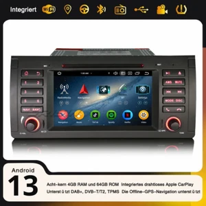 8-Kern Android 13 DAB+ Autoradio CarPlay 64GB ROM 4G DSP Navi WiFi CD BMW X5 E53 - Bild 1 von 24