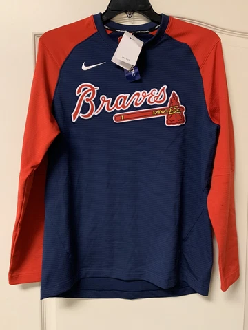Atlanta Braves Nike Baseball Dri Fit Official Pregame Team Pullover -Md-MSRP $80 Cover