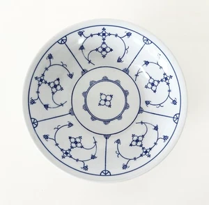 DDR Vintage Jäger Eisenberg Geschirr Servierschüssel Indisch Blau Strohblume - Bild 1 von 3