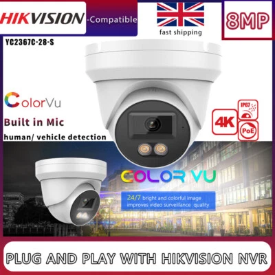 Hikvision Compatible ColorVu 8MP 4K Security POE IP camera Factory Direct CCTV - Image 1 of 4