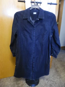 CHICO'S denim shirt dress size 1 dark blue - Picture 1 of 4