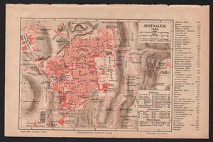 STADTKARTE VON JERUSALEM. Antike Landkarte. um 1887 - Bild 1 von 4