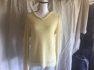 Kenar yellow hooded crochet knit sweatshirt/light sweater blouse - Picture 1 of 3