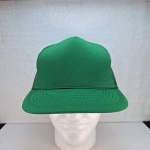 Vintage Foam Trucker Blank Hat Cap Green Mesh Snapback Youth  - Picture 1 of 8